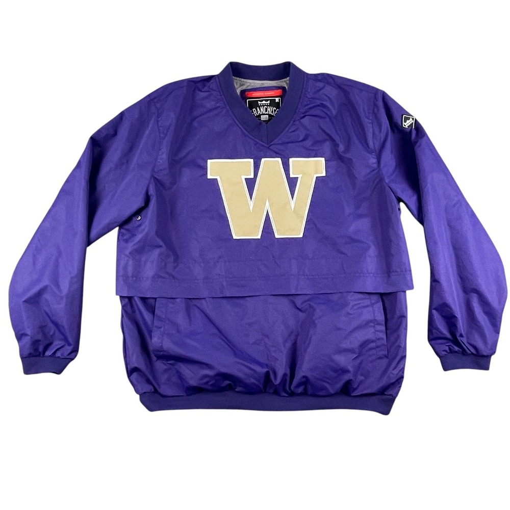 Franchise Club Pullover Mens L Purple Washington Huskies NCAA Windbreaker Jacket